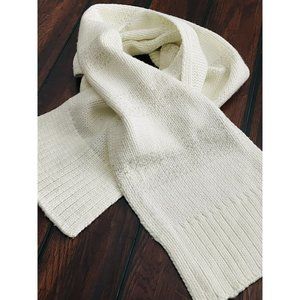 Kirra Monochromatic White Silver Stripe Knit Scarf Cozy Winter 79"x9"